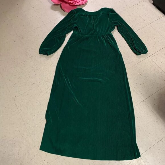 BALTIC BORN Forest Green VENUS Pleated Surplice Maxi Dress - Picture 6 of 10
